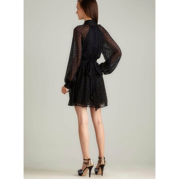 NWT Rachel Zoe Silk Tie Front Polka Dot Button Down Dress - Picture 2 of 12